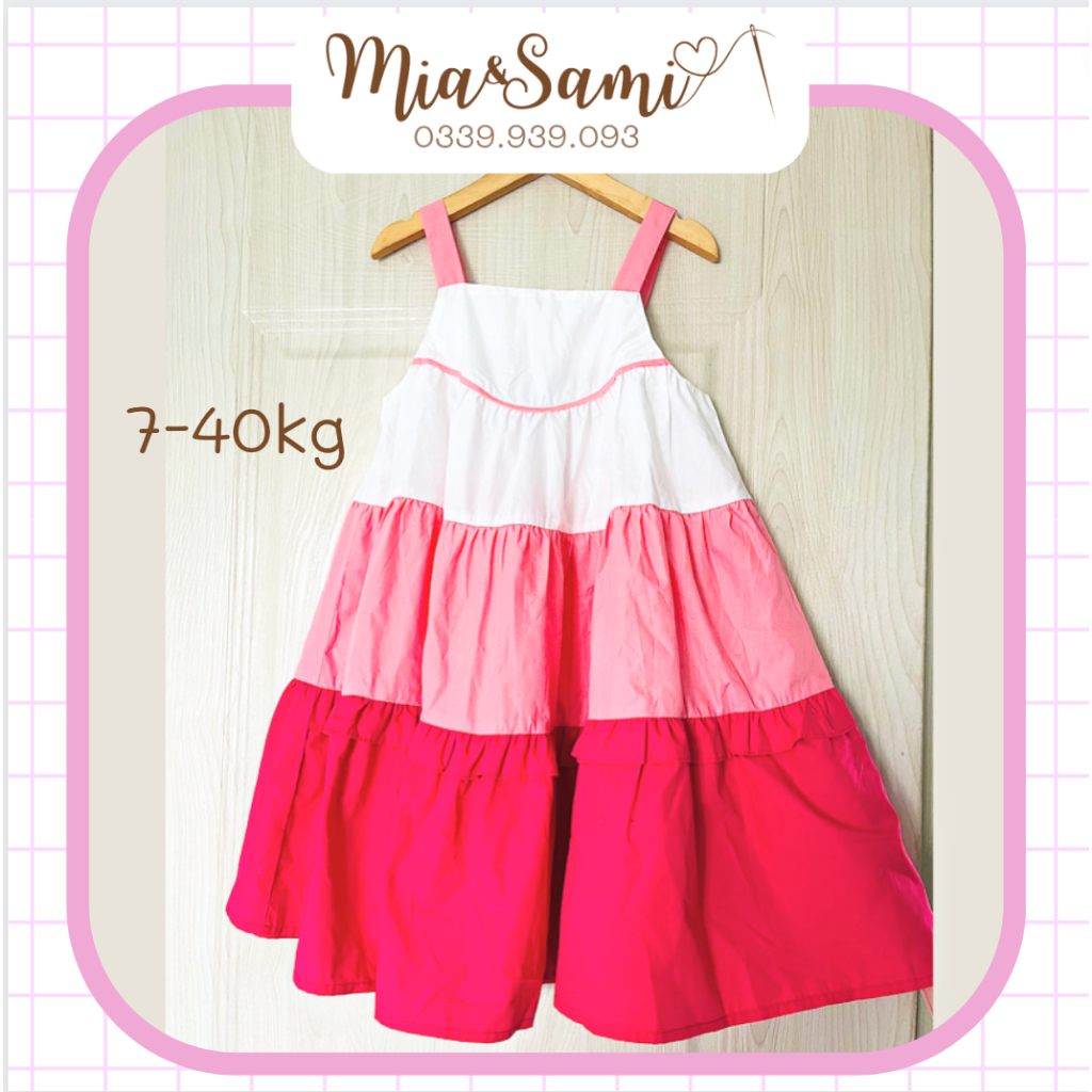 Đầm váy maxi cho bé gái sát nách bồng xòe 3 màu chất liệu thô cotton 100% mịn mát dễ thương