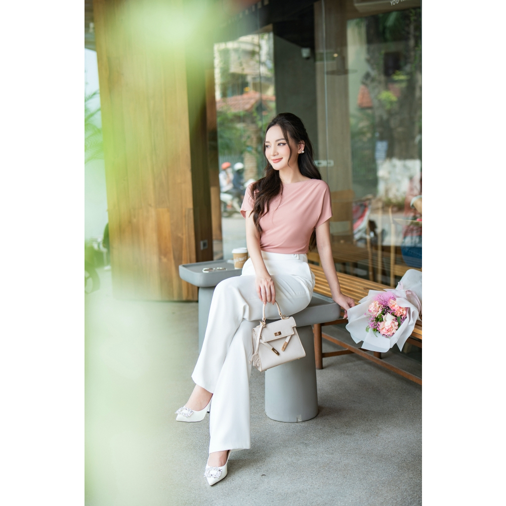 Áo Thun Ôm Tay Liền Xếp Ly Sườn Thời Trang Nữ Tính By LEMIA Design - AL009