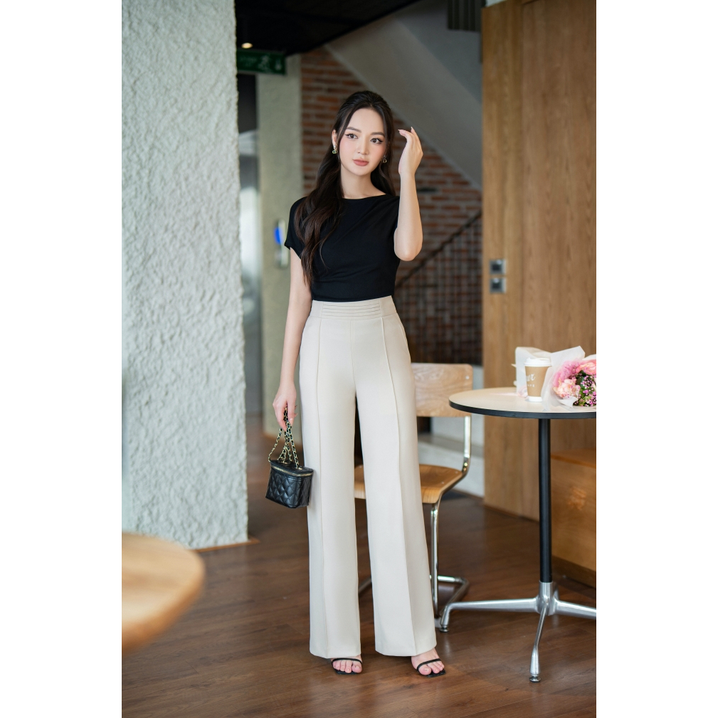 Áo Thun Ôm Tay Liền Xếp Ly Sườn Thời Trang Nữ Tính By LEMIA Design - AL009