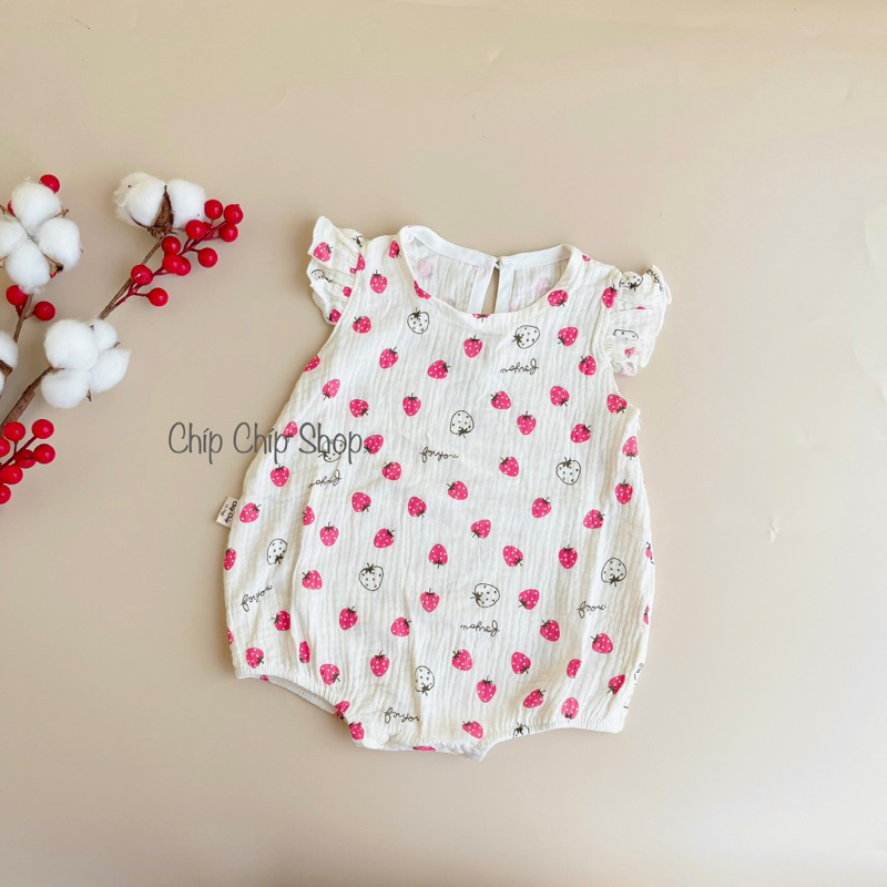 Body xô muslin cánh tiên mềm mát cho bé gái 0-18 tháng