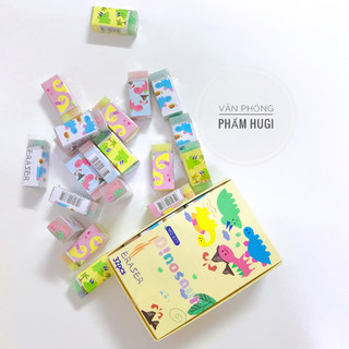 Lốc gồm 32 viên gôm tẩy bút chì họa tiết khủng long cute dễ thương dành tẩy sạch và mềm