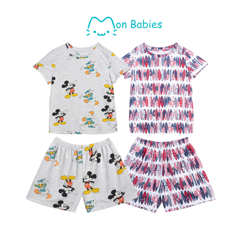 Bộ quần áo bé trai bé gái 2 3 4 5 6 tuổi Monbabies áo thun cộc tay quần đùi năng động chất cotton thoáng mát BCTT23S011