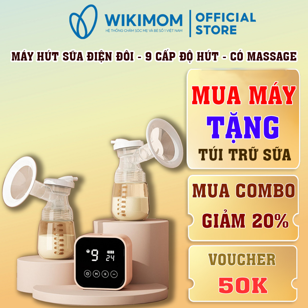 Máy hút sữa điện đôi Mini Pum Electric Breast Pump RH-318BB 5 chức năng, 9 cấp độ lực hút sữa bảo hành 6 tháng toàn quốc