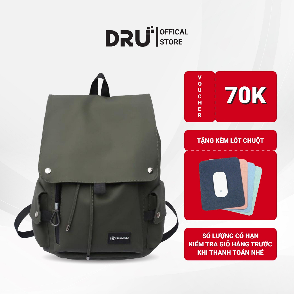 Balo nam nữ thời trang DRU Balo đi học du lịch đẹp cao cấp unisex đựng vừa laptop hàn quốc BL035