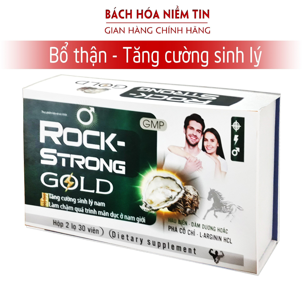 Viên uống bổ thận từ hàu biển ROCK - STRONG GOLD - Luxury - Hộp 2 lọ x 30 viên - tăng cường sinh lý hiệu quả