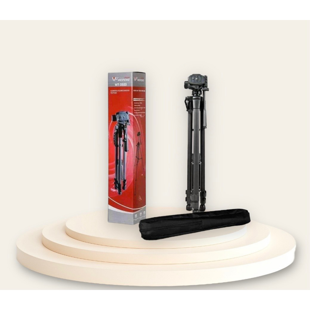 Chân Máy Ảnh, Tripod Weifeng Chân Điện Thoại WT-3520 Cao 1,4m Khung Hợp Kim Chịu Tải 3kg Tặng Kèm Kẹp Điện Thoại