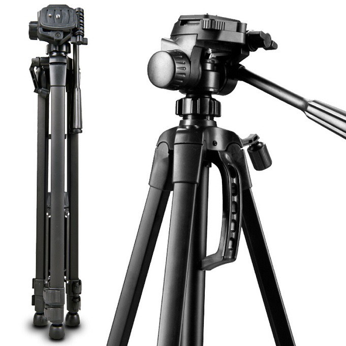 Chân Máy Ảnh, Tripod Weifeng Chân Điện Thoại WT-3520 Cao 1,4m Khung Hợp Kim Chịu Tải 3kg Tặng Kèm Kẹp Điện Thoại