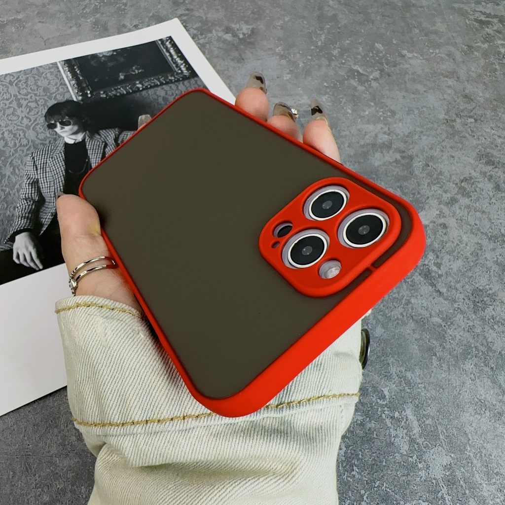 Ốp Iphone viền màu lưng nhám có gờ bảo vệ camera 6/s/7/8/SE/7Plus/8Plus/X/Xs/XsMax/11/12/13/14/Pro/Max/Promax/Plus