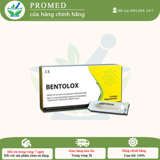 Viên đặt Bentolox hộp 10 viên - Làm búi trĩ săn se và co lên nhanh, hiệu quả, làm mềm, dịu và giữ ẩm