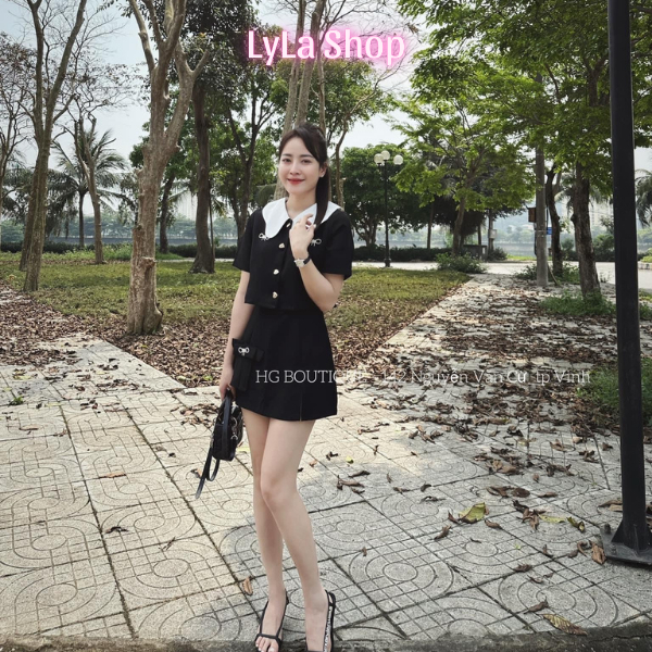 Set Váy Nữ Tay Ngắn Dáng Xòe Thắt Eo Chất Kaki , Dáng Sexy Phong Cách Tiểu Thư VD-3 | BigBuy360 - bigbuy360.vn