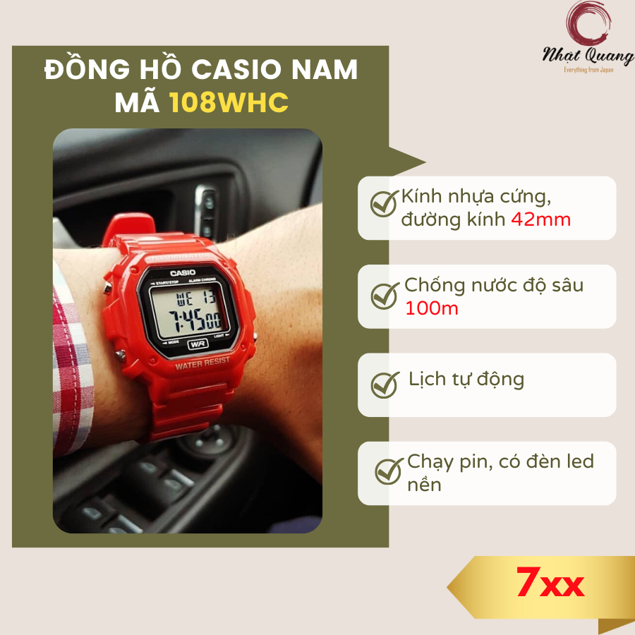 Đồng hồ Casio dành cho nam mã 108WHC - Hàng chính hãng Nhật Bản