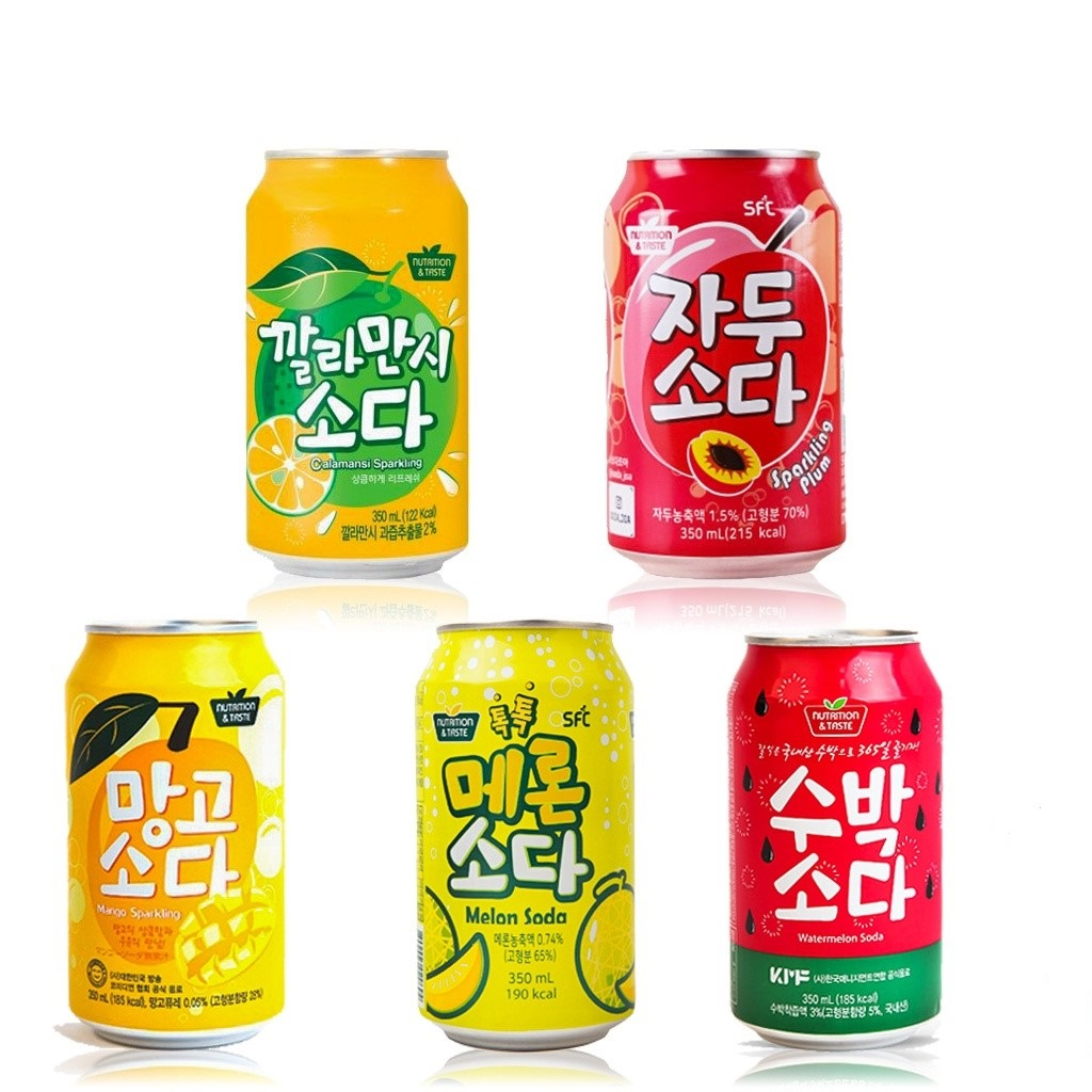 Nước Uống Có Gas SFC Soda Sparkling Vị Cam/ Mận/ Xoài/ Dưa Hấu/ Dưa Lưới 350ml - LinhLinh Green