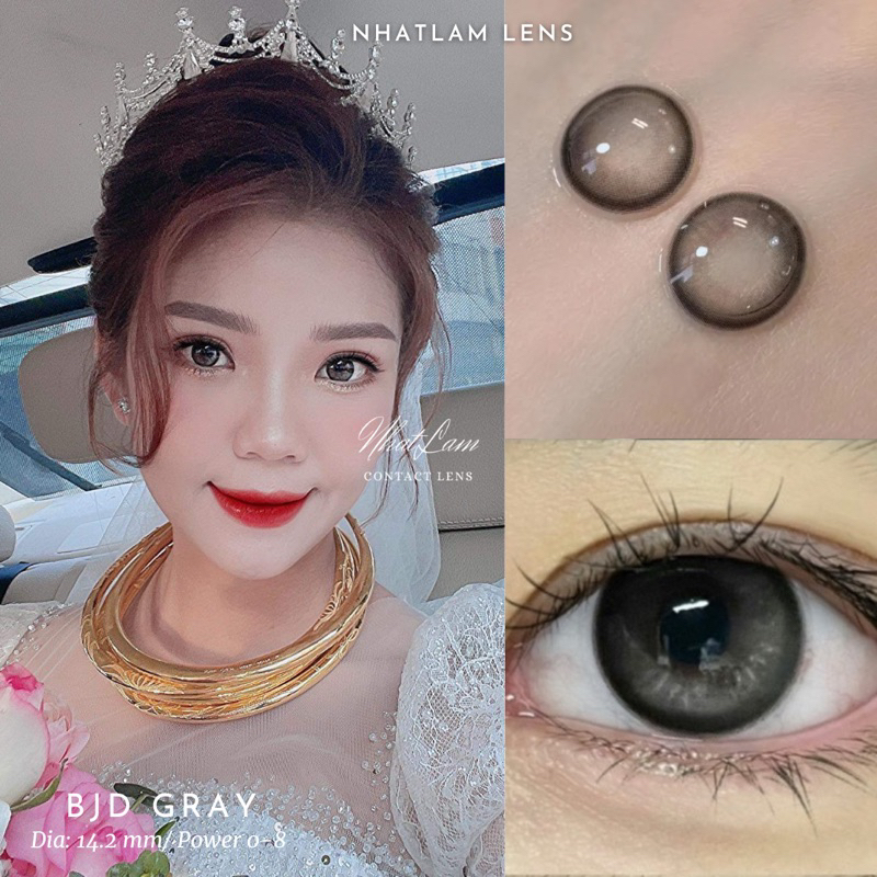 💦 𝐋𝐄𝐍𝐒 𝟏 𝐍𝐆𝐀̀𝐘💦 màu Xám Đen phủ bóng - mang lại đôi mắt cực xinh như búp bê