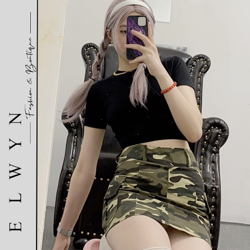 Set váy rằn ri áo croptop cá tính ELWYN EL25