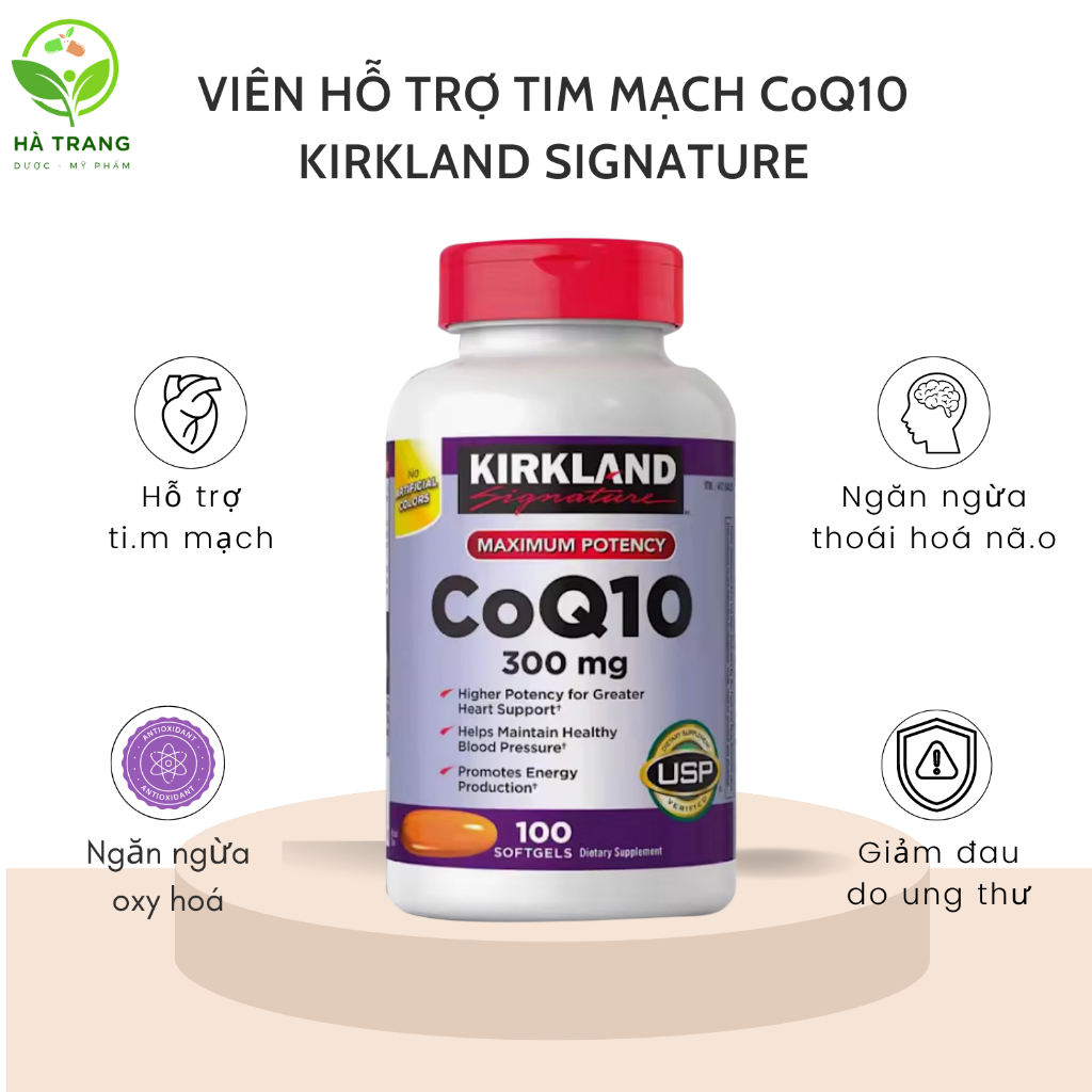 Viên uống Hỗ trợ Tim Mạch CoQ10 Kirkland Signature 300mg USA