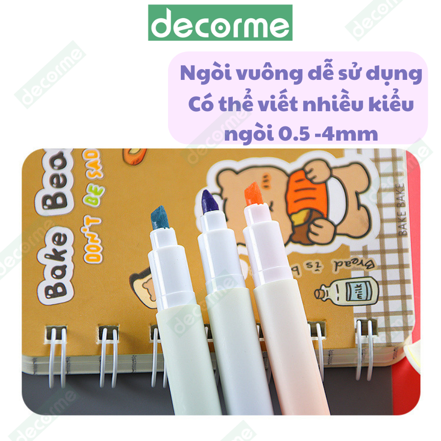 Bút Highlight Decorme Set Bút  4 màu Bút đánh dấu highlight Ngòi Mềm Màu Gradient Color
