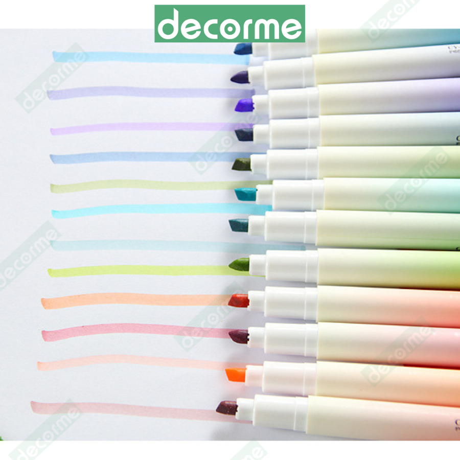 Bút Highlight Decorme Set Bút  4 màu Bút đánh dấu highlight Ngòi Mềm Màu Gradient Color