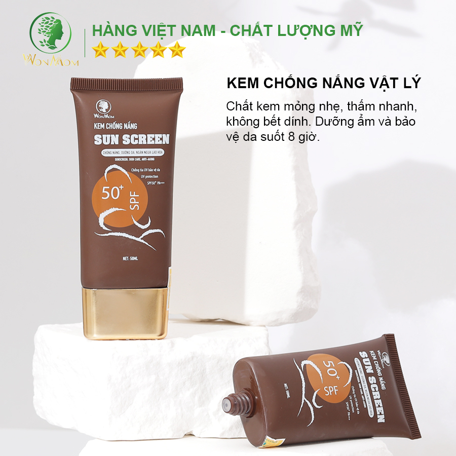 Bộ dưỡng trắng da ngày và đêm kết hợp chống nắng Wonmom ( 1 Kem nghệ tươi + 1 Kem chống nắng + 1 Kem cấp ẩm )