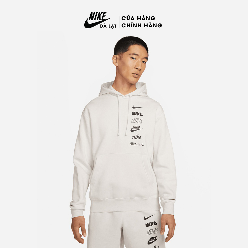 Áo hoodie thời trang nam Nike màu trắng DX0784-030 Áo khoác thể thao nỉ mỏng có mũ