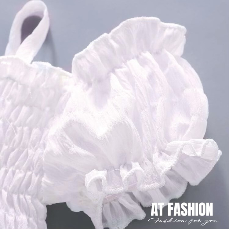 MCBB 9-24Kg Váy Cho Bé Gái Hai Dây Tay Bồng Trơn Đầm Công Chúa Bé Gái Váy Trẻ Em Nữ Váy Trắng Hồng Tiểu Thư 1-18 Tuổi Bộ