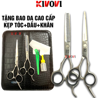 COMBO 2 Kéo Tỉa Tóc Chuyên Nghiệp PLO FEEL CHÍNH HÃNG  - Kéo Tỉa Tóc 2 Răng - Kéo Cắt Tóc Nam, Nữ Kivovi