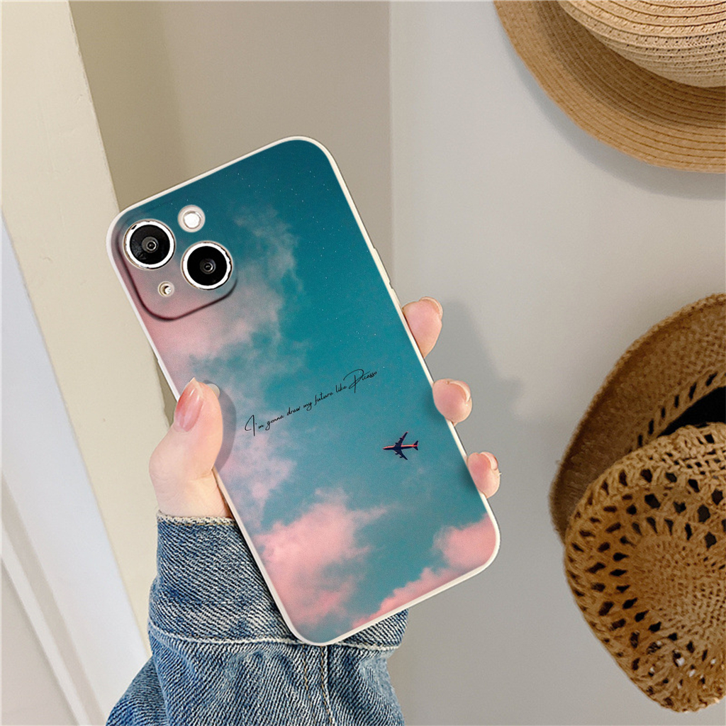 Ốp lưng iphone vuông chống sốc Máy bay trên nền trời đẹp độc đáo 6/6s/7/8/X/XS/11/12/13/14 Pro Plus Max e5792