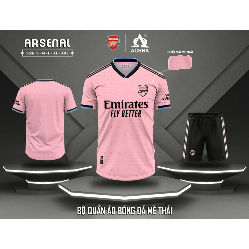 [ nhận in lẻ đội ] Bộ Quần Áo Bóng Đá, Đồ Đá Banh Clb Arsenal - Chuẩn thi đấu Vải Mè thoáng mát