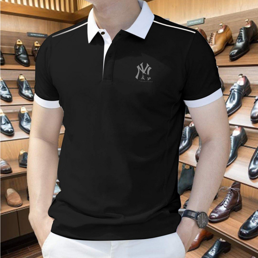 Áo Polo Nam màu Đen phối viền trắng POLOB&W áo thun có cổ Polo phong cách lịch lãm Phông nam cổ trụ vải đẹp POL-20