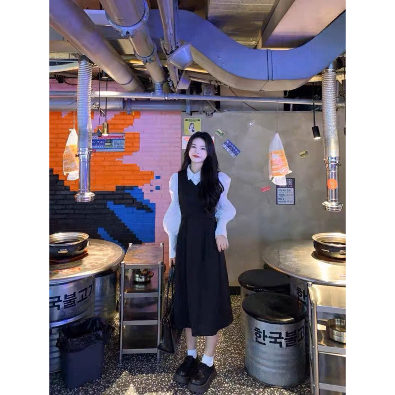 |IOIEN SET| Set yếm đen áo sơmi tiểu thư TLÉA