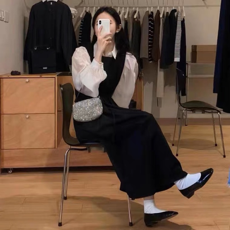 |IOIEN SET| Set yếm đen áo sơmi tiểu thư TLÉA