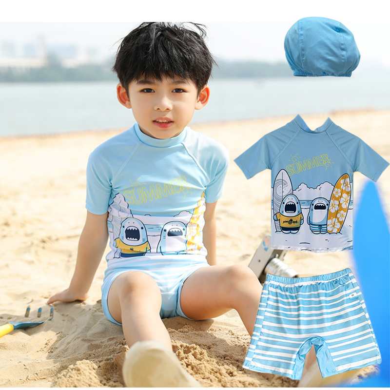 Đồ bơi Cá Mập set 3 món Áo bơi + Quần bơi + Nón bơi