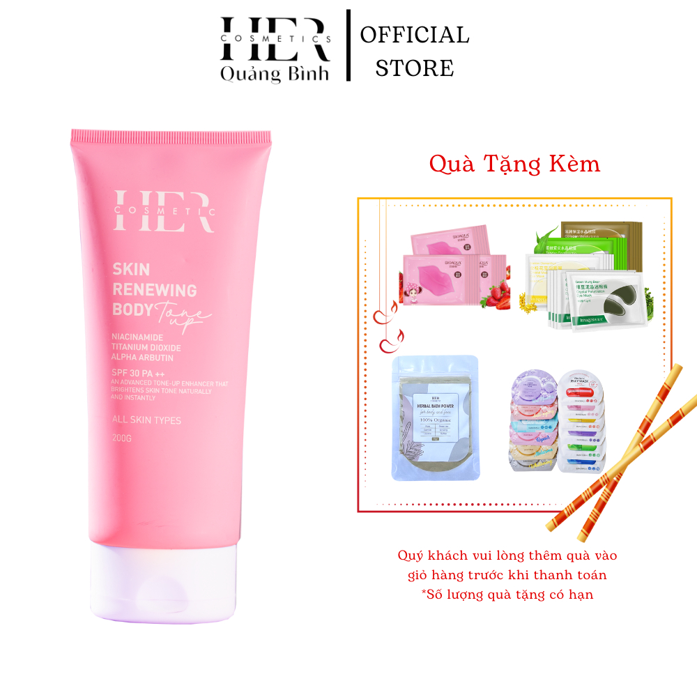 Kem Body Skin Renewing Body Tone Up SPF 30 PA ++ Hercosmetic Ban Ngày, NIACINAMIDE,ALPHA ARBUTIN, Dưỡng Trắng Tuýp 200gr | BigBuy360 - bigbuy360.vn