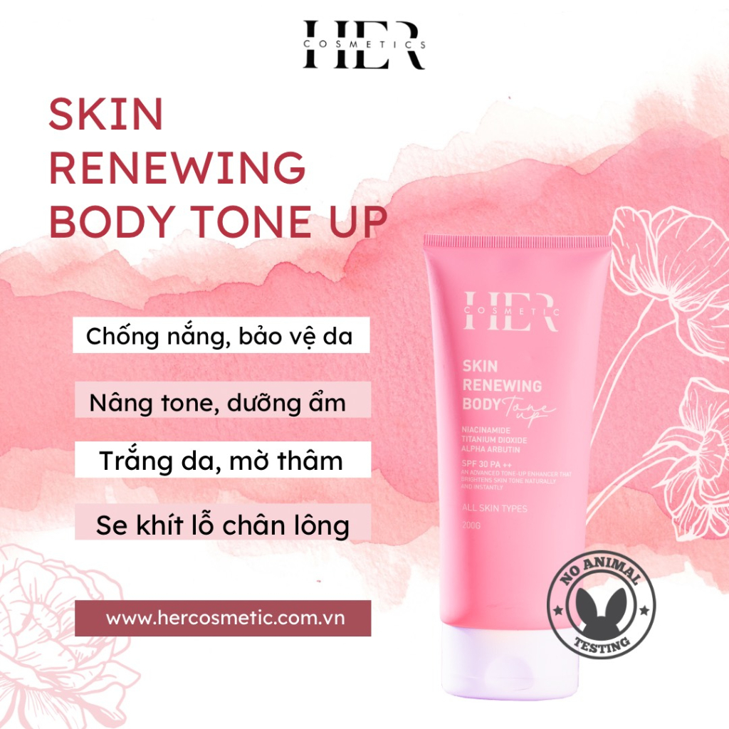 Kem Body Skin Renewing Body Tone Up SPF 30 PA ++ Hercosmetic Ban Ngày, NIACINAMIDE,ALPHA ARBUTIN, Dưỡng Trắng Tuýp 200gr | BigBuy360 - bigbuy360.vn