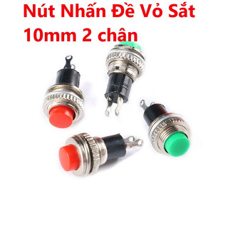 Công tắc nút nhấn đề vỏ sắt 10mm 2 chân - nhấn nhả không khóa