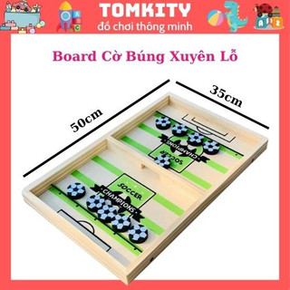 Cờ búng đối kháng - Bàn bắn bi qua lỗ bằng gỗ - Trò chơi khúc côn cầu tăng khả năng vận động cho bé