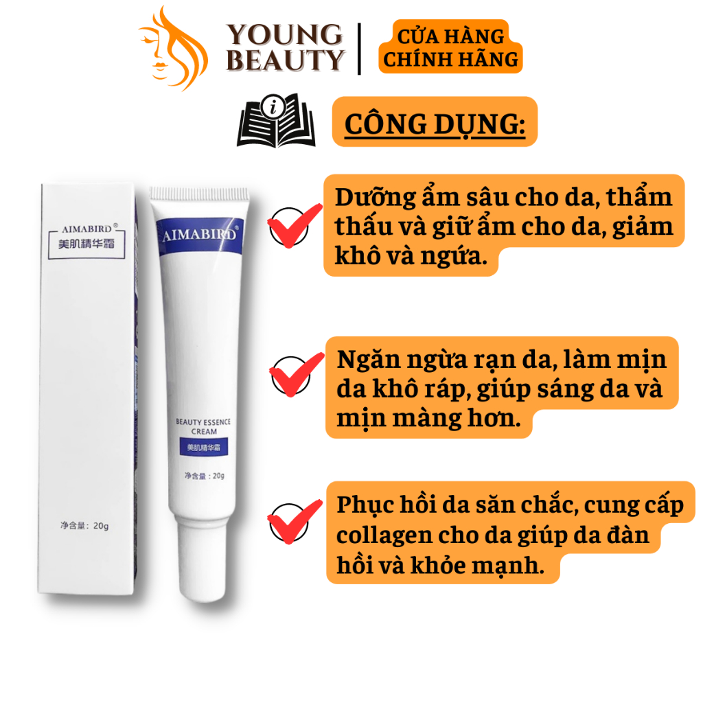 Kem xóa mờ rạn da Aimabird - Kem cải thiện vết rạn sau sinh, phục hồi tái tạo da, lấy lại làn da ban đầu - YOUNG BEAUTY