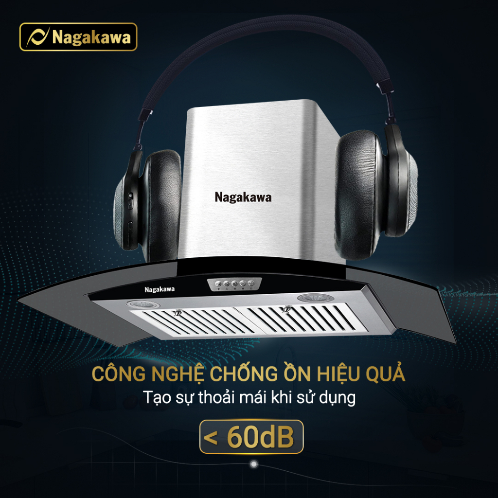 Miễn phí công lắp đặt - Máy hút mùi than hoạt tính cao cấp Nagakawa NAG1853-70CM - Bộ lọc 5 lớp inox - Bảo hành 5 năm