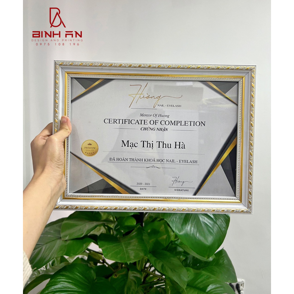 In chứng chỉ, giấy chứng nhận, giấy khen, bằng khen, thiết kế theo yêu cầu miễn phí Bình An