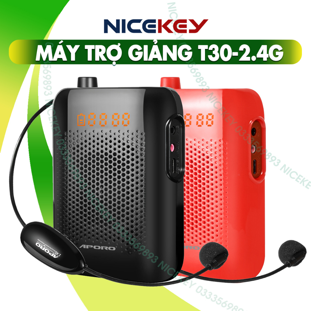 Máy Trợ Giảng Không Dây APORO T30 UHF - Có Bluetooth, Công suất 20w, BẢO HÀNH 12 THÁNG