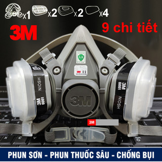 Bộ khẩu trang phòng độc 3M 6200 kèm kính hoá chất, mặt nạ sơn chống độc phun thuốc trừ sâu