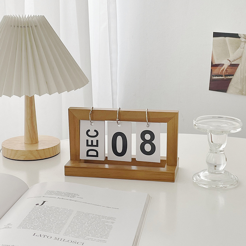 Lịch gỗ để bàn 2023  lật số mini  SG.DECOR 3 mẫu trang trí decor phong cách Vintage trang trí bàn học bàn làm việc