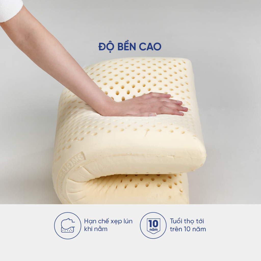 Gối cao su Kim Cương Ovany 100% cao su thiên nhiên đỡ cổ chống đau vai gáy bảo hành VN