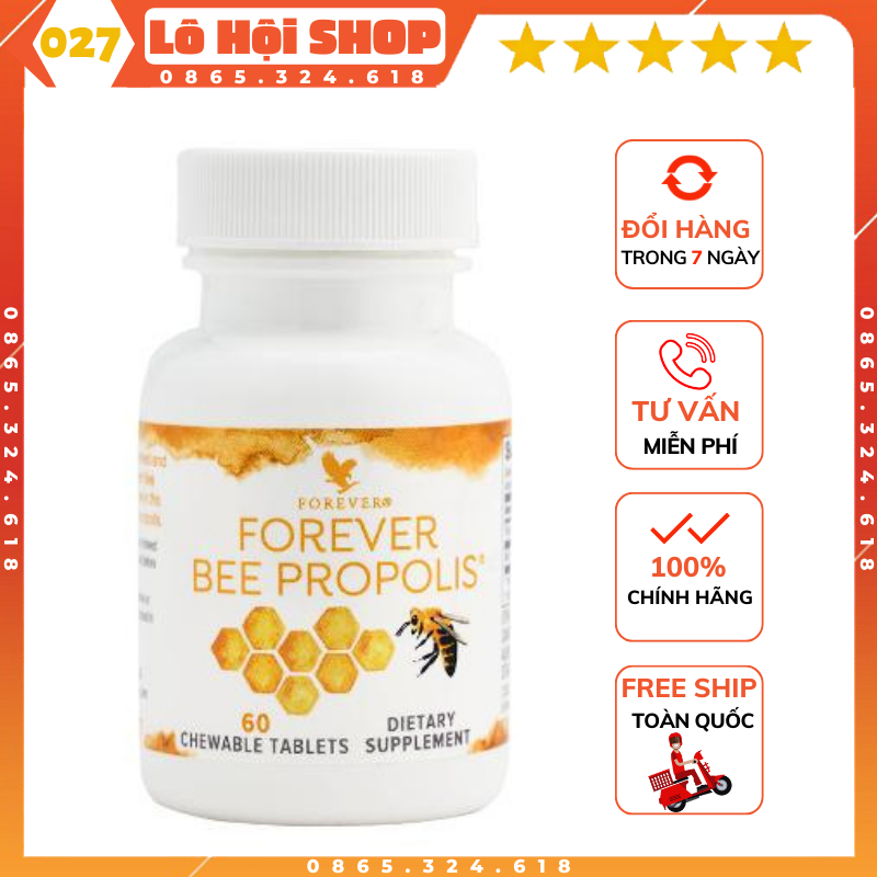 Viên sáp ong FOREVER Bee Propolis 027flp Lô Hội, lọ 60 viên