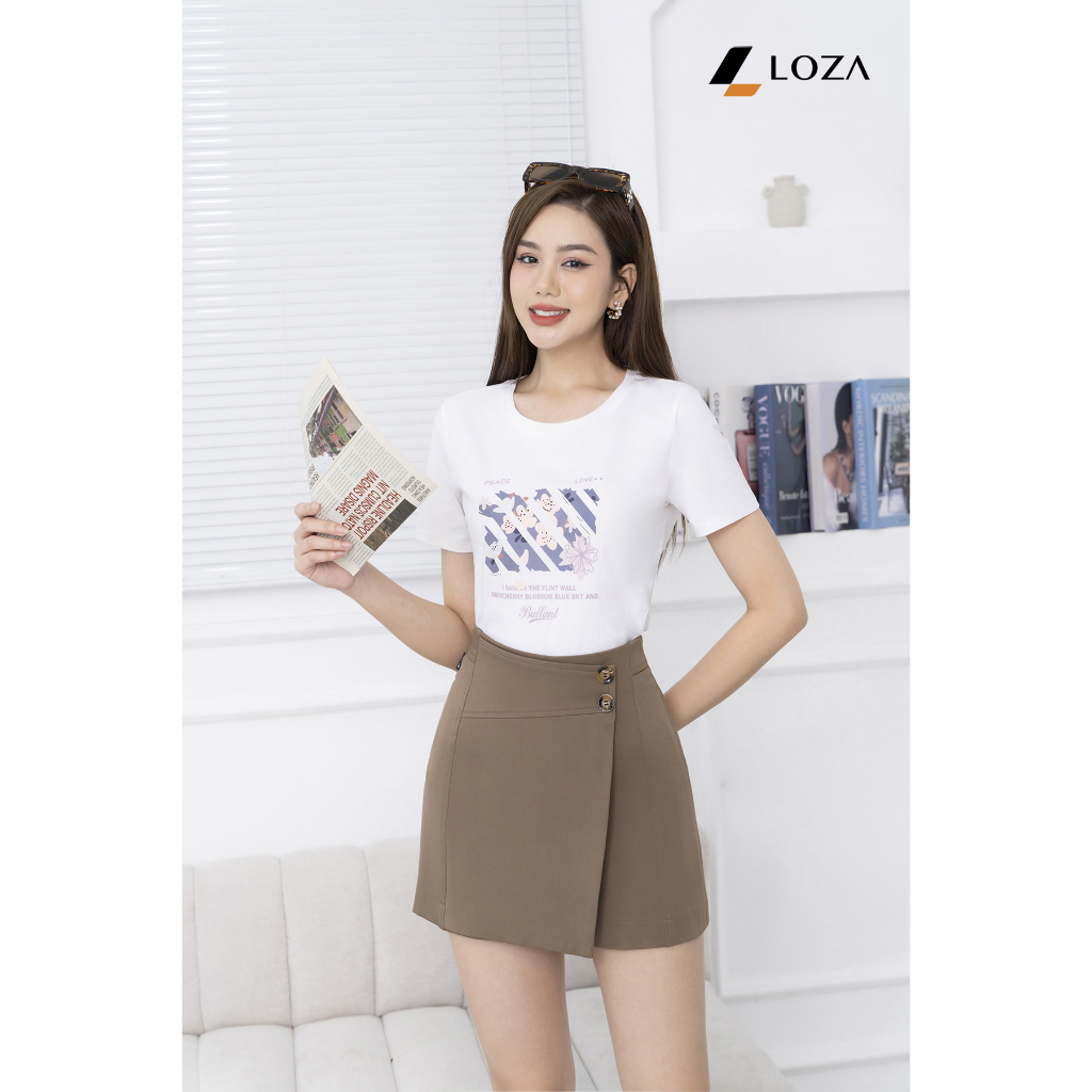 Quần short nữ giả váy - Quần đùi nữ 2 màu chất Tuypsi Hàn LOZA - LQ303216