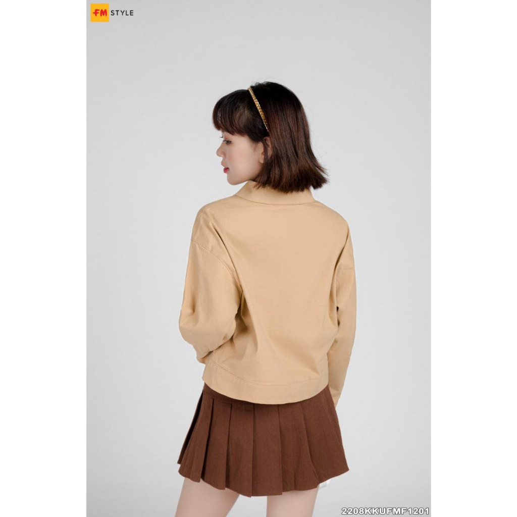 Áo khoác nữ FM STYLE chất kaki dày dặn thiết kế cổ bẻ phối nút thời trang basic phong cách Hàn Quốc 208120059