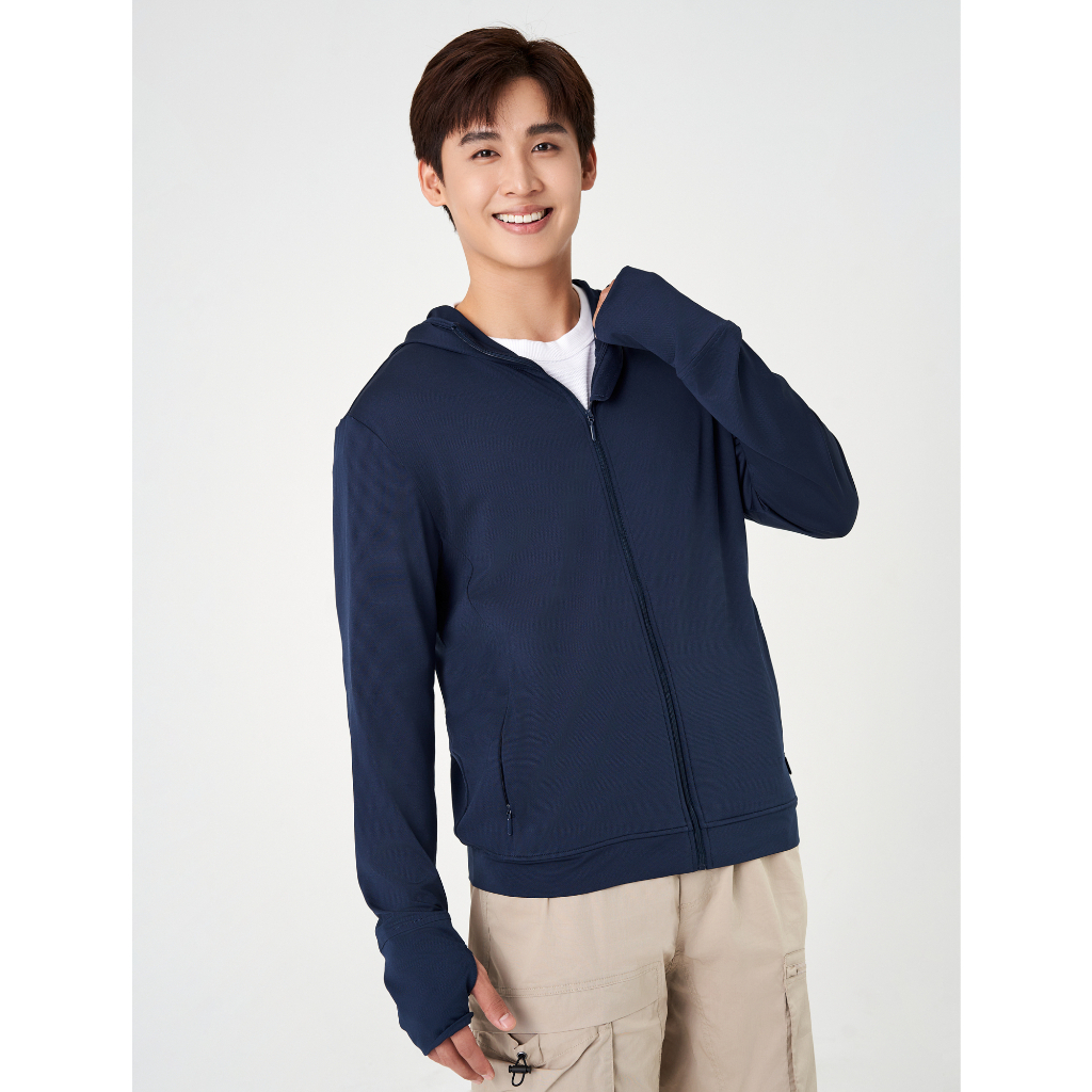 Áo khoác chống nắng cho nam CANIFA chất liệu polyester co giãn, có mũ kéo khoá mẫu mới 2023 - 8OT23S001