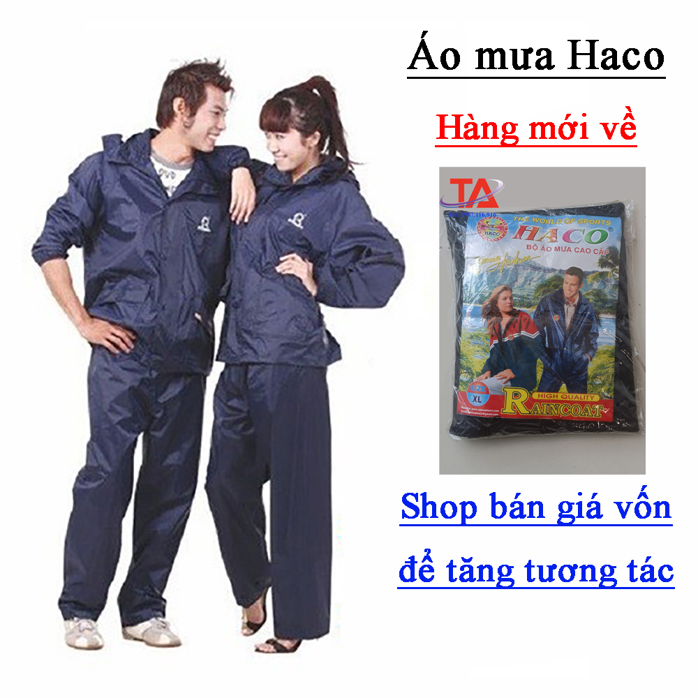 Áo Mưa Bộ Haco - Vải Dù Có Phản Quang - Đủ Size