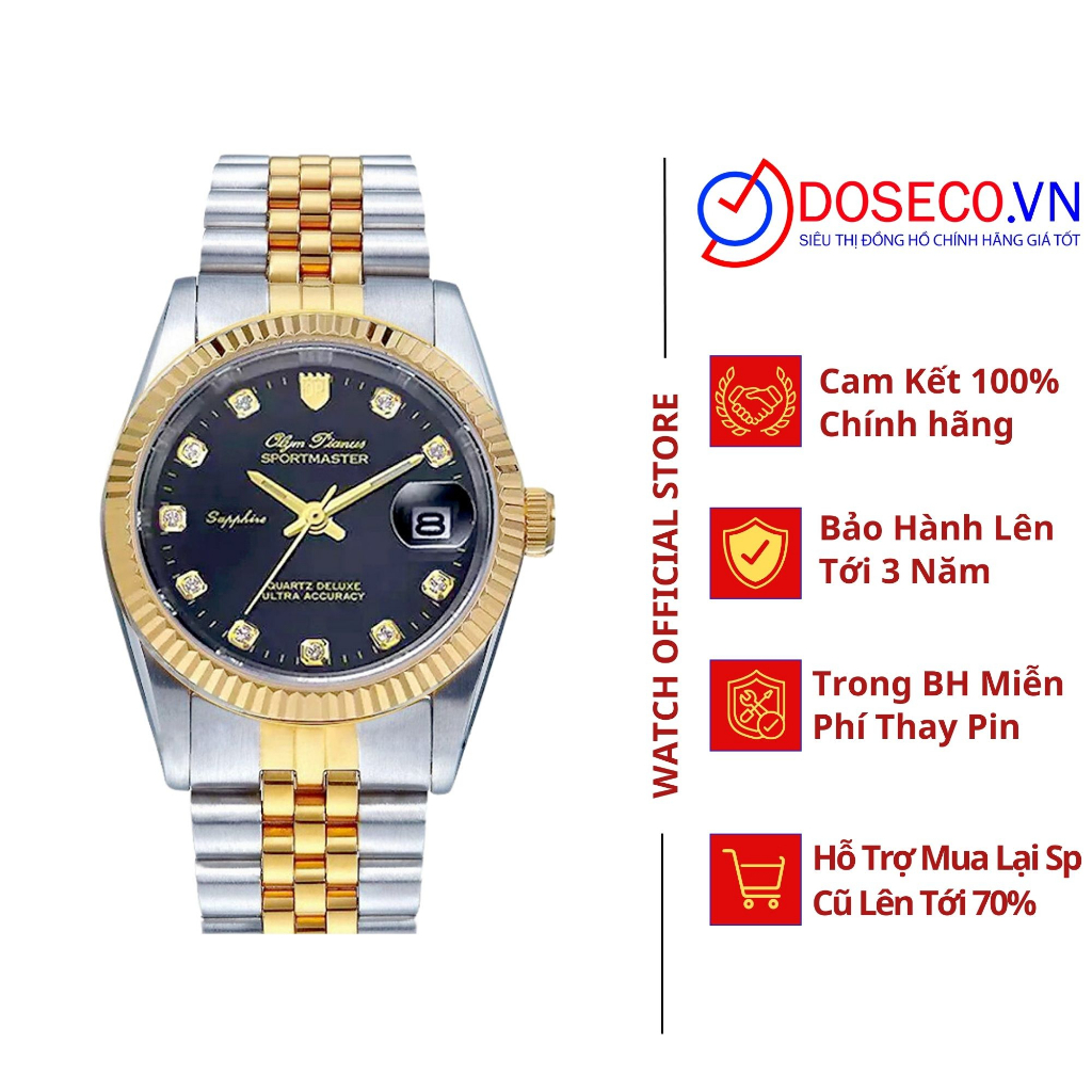 Đồng Hồ Nam Chính Hãng Olym Pianus Quartz Sportmaster OP89322GSK-D Dây Kim Loại Cao Cấp,Kính Sapphire Chống Nước
