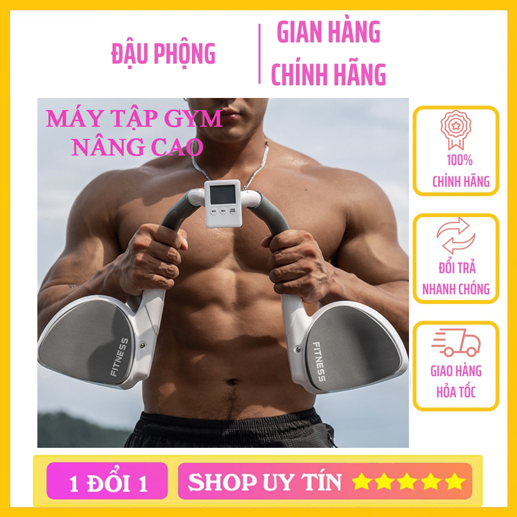 Máy tập gym plank trainer, Dụng cụ hỗ trợ Plank nâng cao, thể dục toàn thân chống đẩy tại nhà có đồng hồ
