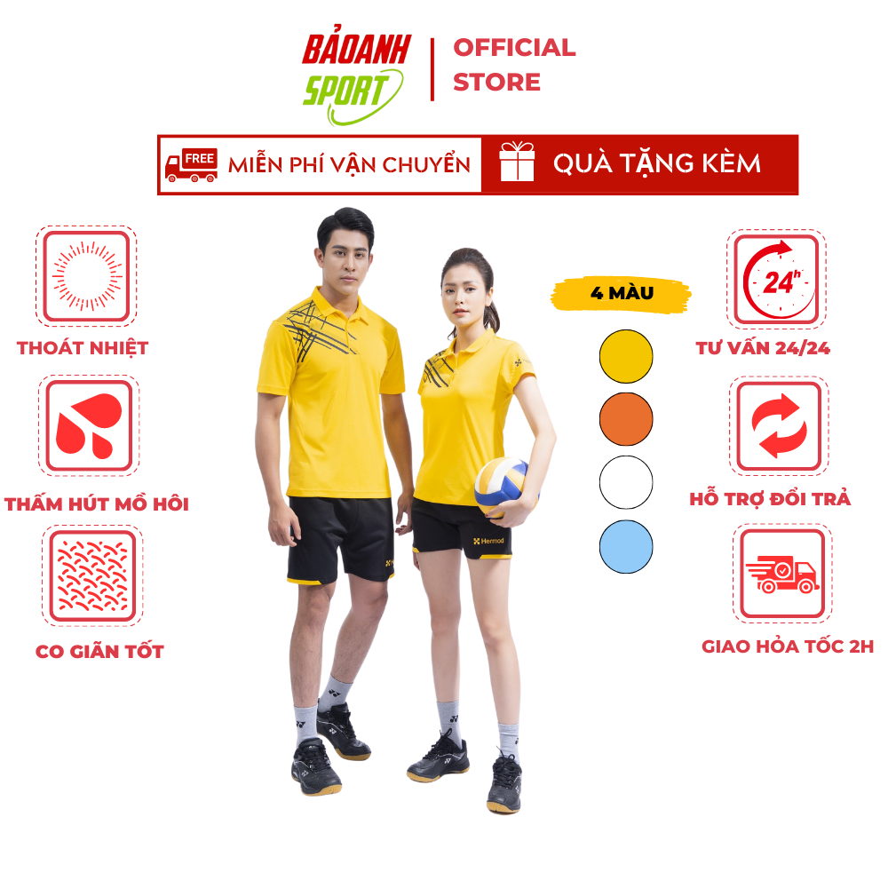 Áo Cầu Lông, Bóng Chuyền, Tennis Có Cổ Nam Nữ Hermod - Áo Thể Thao Nam Nữ, Quần Áo Thun Cao Cấp,Thoáng Mát